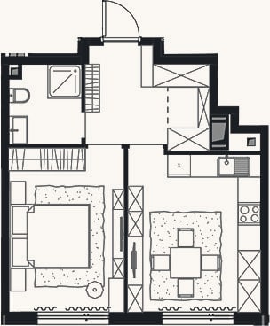 Планировка: 2-к, 40,3 м²