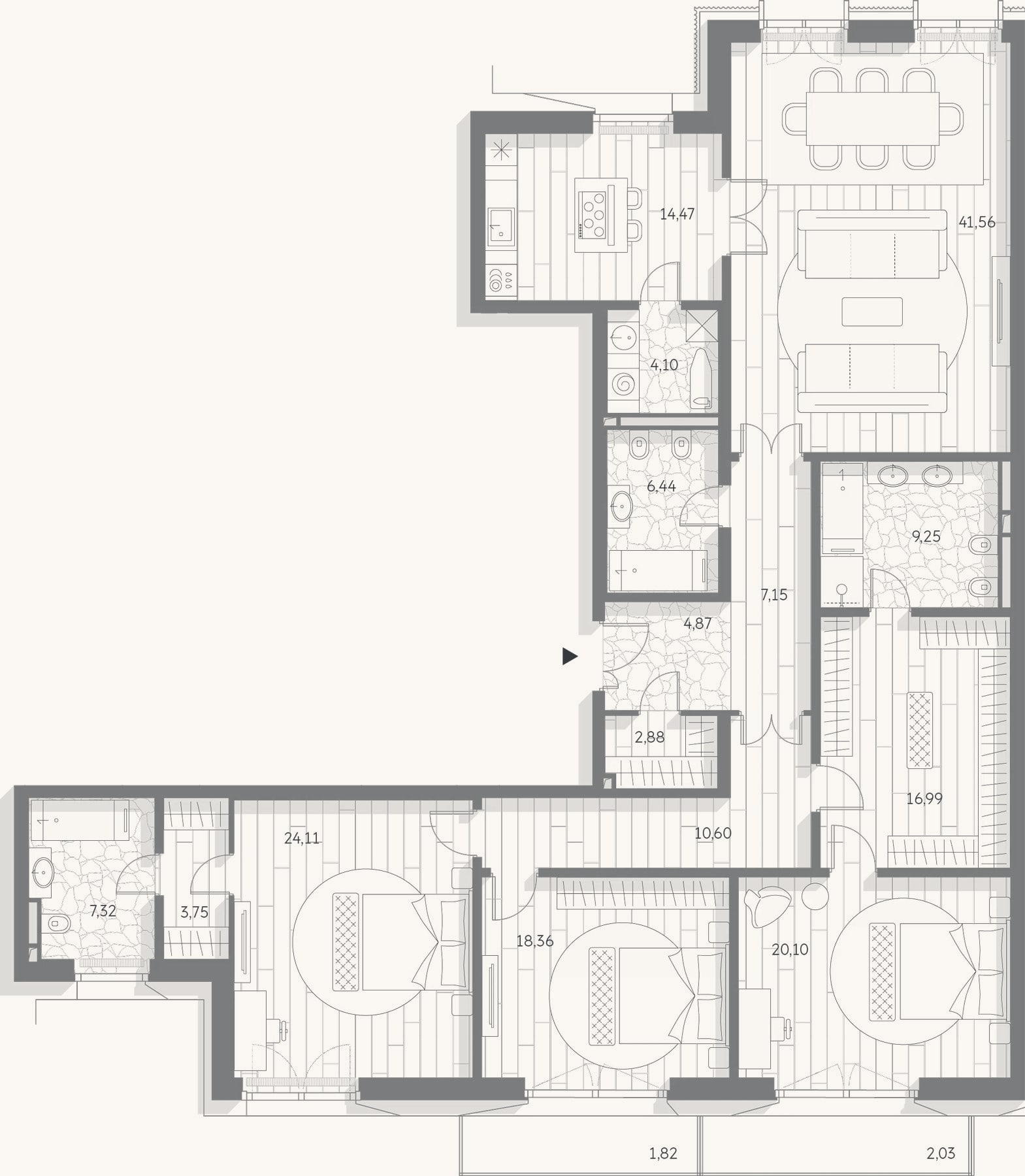 Планировка: 4+ к, 192 м²