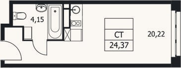 Планировка: Студия, 24,4 м²