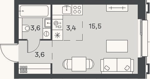 Планировка: Студия, 26,1 м²