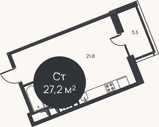 Планировка: Студия, 26,1 м²