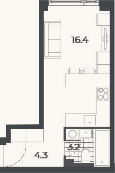 Планировка: Студия, 23,9 м²