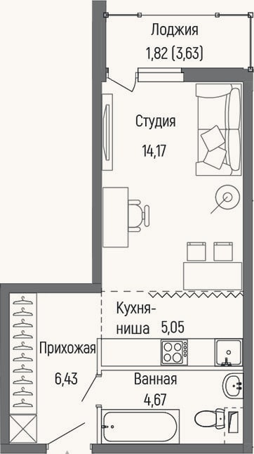 Планировка: Студия, 30,3 м²