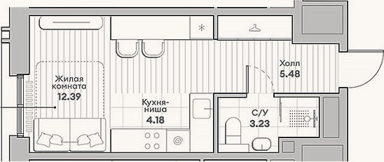 Планировка: Студия, 25,3 м²