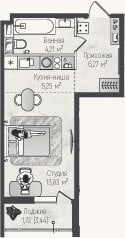 Планировка: Студия, 29,6 м²