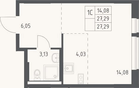 Планировка: Студия, 27,3 м²