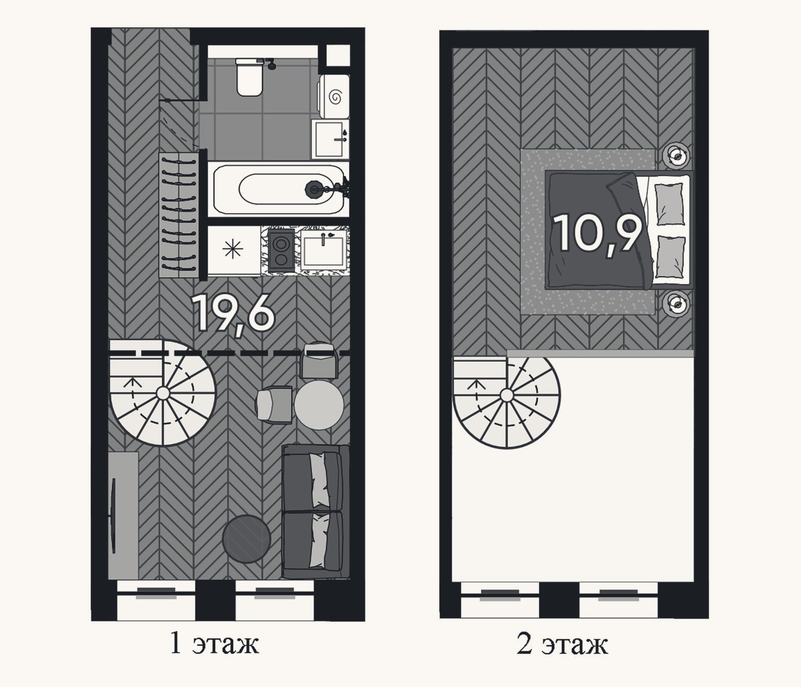 Планировка: Студия, 27,4 м²