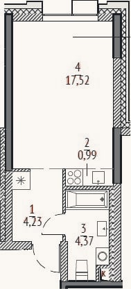 Планировка: Студия, 27,1 м²