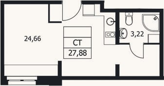 Планировка: Студия, 27,9 м²