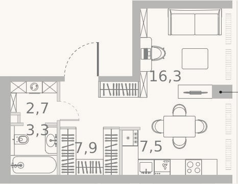 Планировка: Студия, 37,7 м²