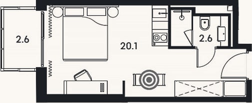 Планировка: Студия, 22,7 м²
