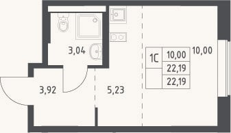 Планировка: Студия, 22,2 м²