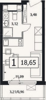 Планировка: Студия, 17,7 м²