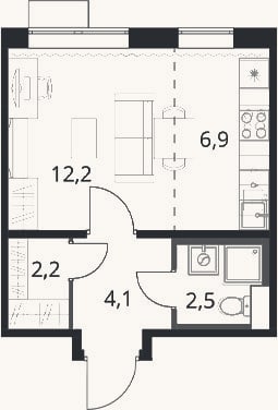 Планировка: Студия, 27,9 м²