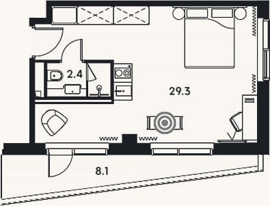 Планировка: Студия, 31,7 м²