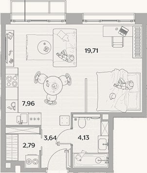 Планировка: Студия, 38,2 м²