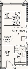 Планировка: Студия, 27,7 м²