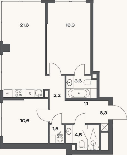 Планировка: 3-к, 67,7 м²