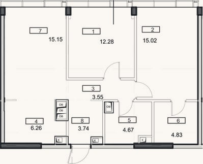 Планировка: 3-к, 65,5 м²