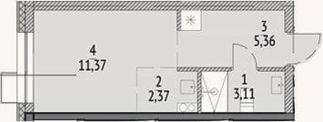 Планировка: Студия, 22,2 м²