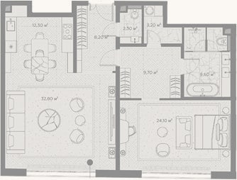 Планировка: 1-к, 102,2 м²