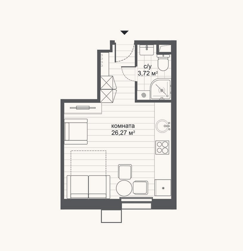 Планировка: Студия, 30 м²