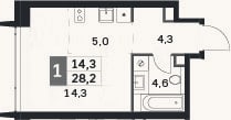 Планировка: Студия, 28,2 м²
