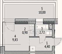 Планировка: Студия, 17,5 м²