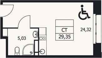 Планировка: Студия, 29,4 м²