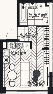 Планировка: Студия, 24,3 м²