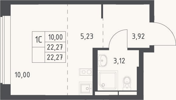 Планировка: Студия, 22,3 м²