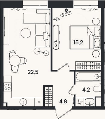 Планировка: 2-к, 46,7 м²