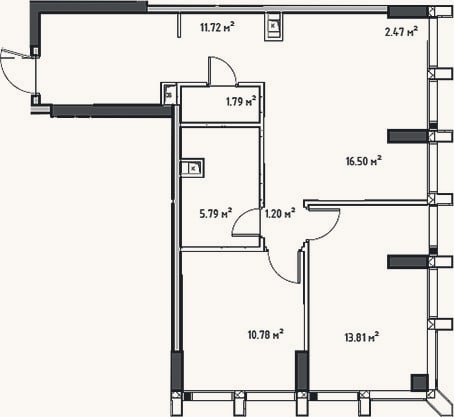 Планировка: 3-к, 64,1 м²