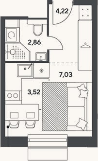 Планировка: Студия, 17,6 м²