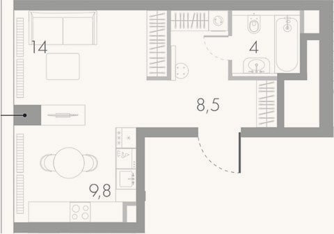 Планировка: Студия, 36,3 м²
