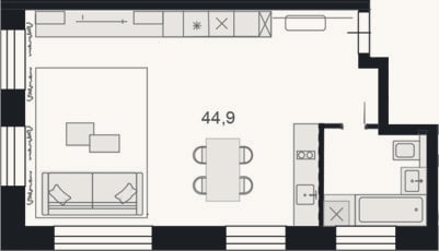 Планировка: Студия, 45 м²