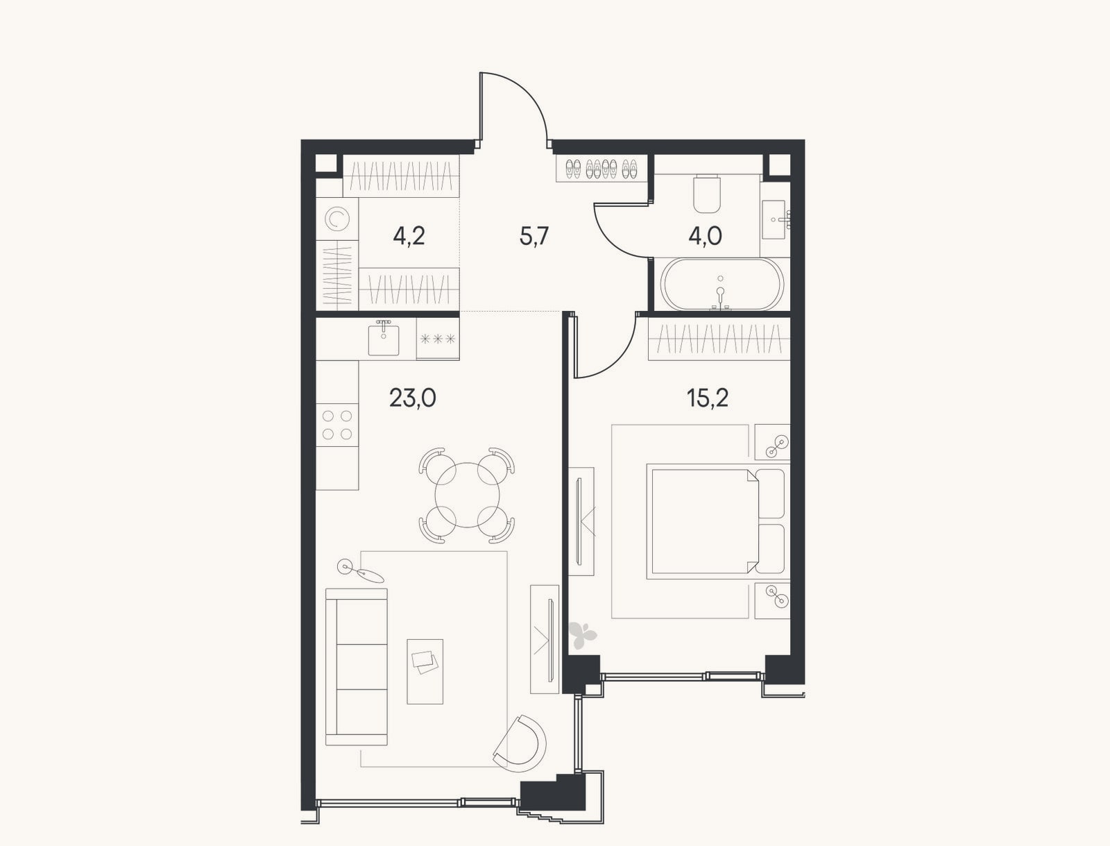Планировка: 2-к, 52,1 м²