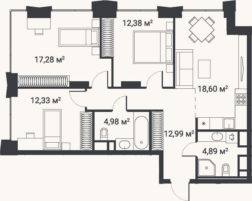Планировка: 4+ к, 83,5 м²