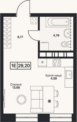 Планировка: Студия, 29,2 м²