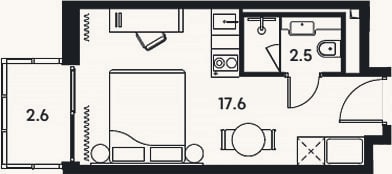 Планировка: Студия, 20,1 м²