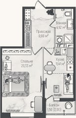 Планировка: 2-к, 45,6 м²