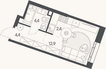 Планировка: Студия, 24,1 м²