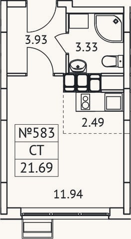 Планировка: Студия, 21,7 м²