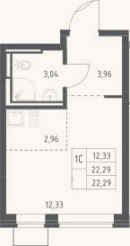Планировка: Студия, 22,3 м²