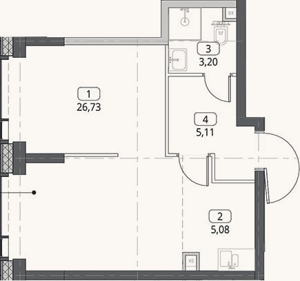 Планировка: Студия, 40,1 м²