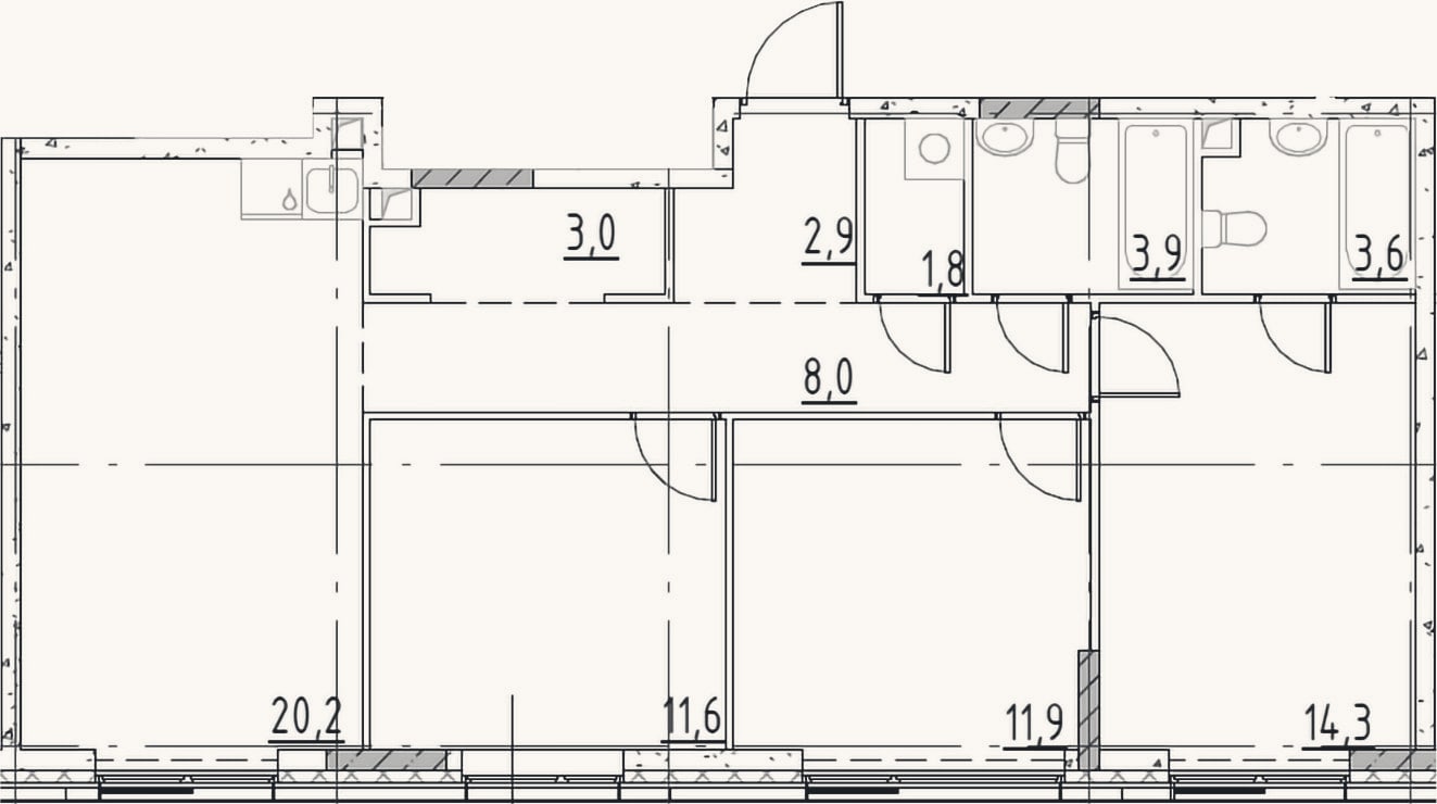 Планировка: 4+ к, 81,2 м²