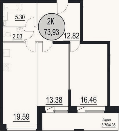 Планировка: 3-к, 70,7 м²