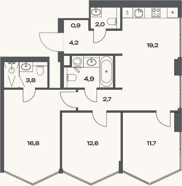 Планировка: 4+ к, 81,5 м²