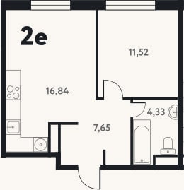 Планировка: 2-к, 40,4 м²