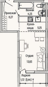 Планировка: Студия, 29,6 м²